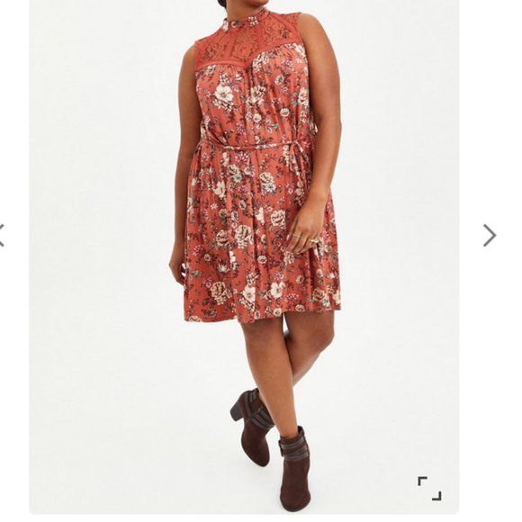 torrid Dresses & Skirts - Torrid Trapeze Mini Dress - Super Soft Floral Rust